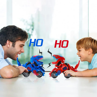 Transforming Car Dinosaur Toy for Kids, Dino Transformer Toy Car with Light Music for Toddlers 1-3, Christmas Gifts for Boys