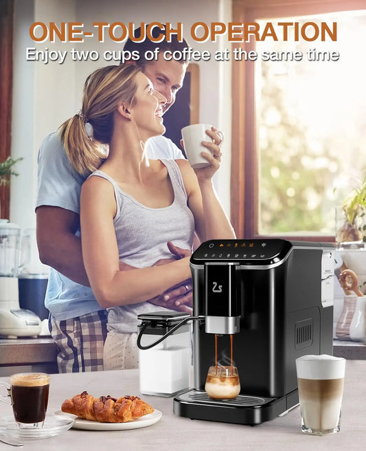20 Bar Fully Automatic Espresso Machine With Grinder Milk Frother One-Touch 6 Recipes 1.5L Tank Self-Cleaning For Home Office Merit Sell