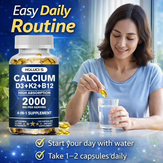 Calcium Supplements, with Vitamin D3 K2, Strong Bone Teeth Joints, Support Heart & Brain Health, for Immune System