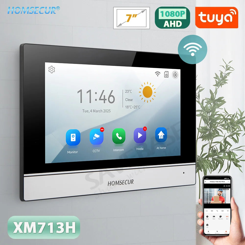 Tuya WiFi Intercom Monitor 7"/10" Touch Screen 4 Wire Motion Detection for HOMSECUR HD 1080P Video Doorphone Smart Home Security