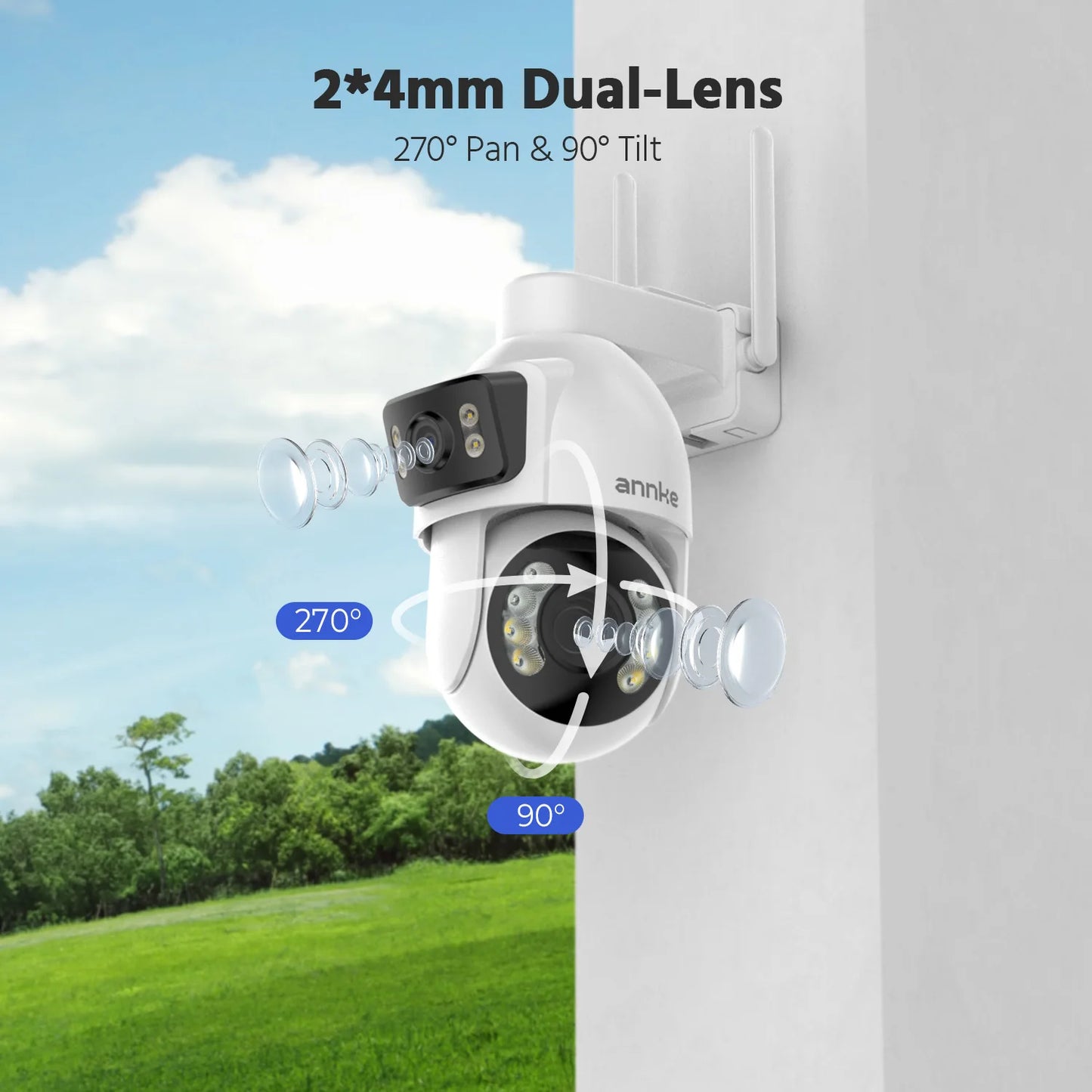 ANNKE WCD1012 10MP Dual Lens PTZ Camera 2.4G 12X wifi security camera Color Night Vision 1/2/4 PCS outdoor surveillance camera