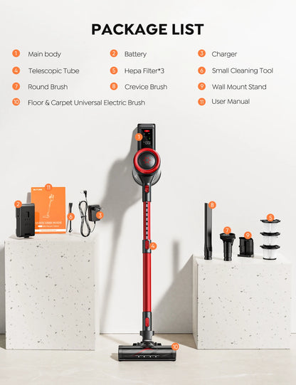 BUTURE 500W 50000Pa Powerful Cordless Vacuum Cleaner Wireless Handheld For Home Appliance with Touch Screen 55 Min Runtime