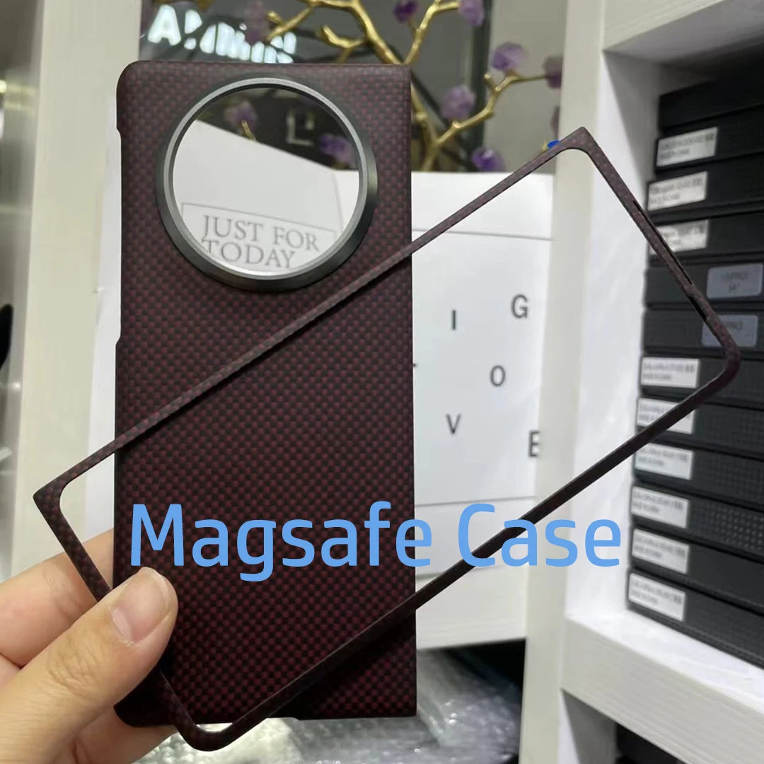 Magnetic Real Aramid Carbon Fiber Camera Protector Phone Case Cover On For Huawei Mate X3 X5 Global MateX3 X 3 5 3X 512 Magsafe