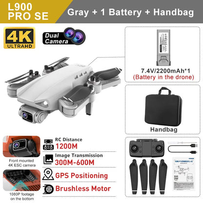 LYZRC L900 PRO SE Drone 4K Professional HD Dual Camera GPS Dron 5G WIFI FPV Foldable Quadcopter Brushless Motor RC Helicopter