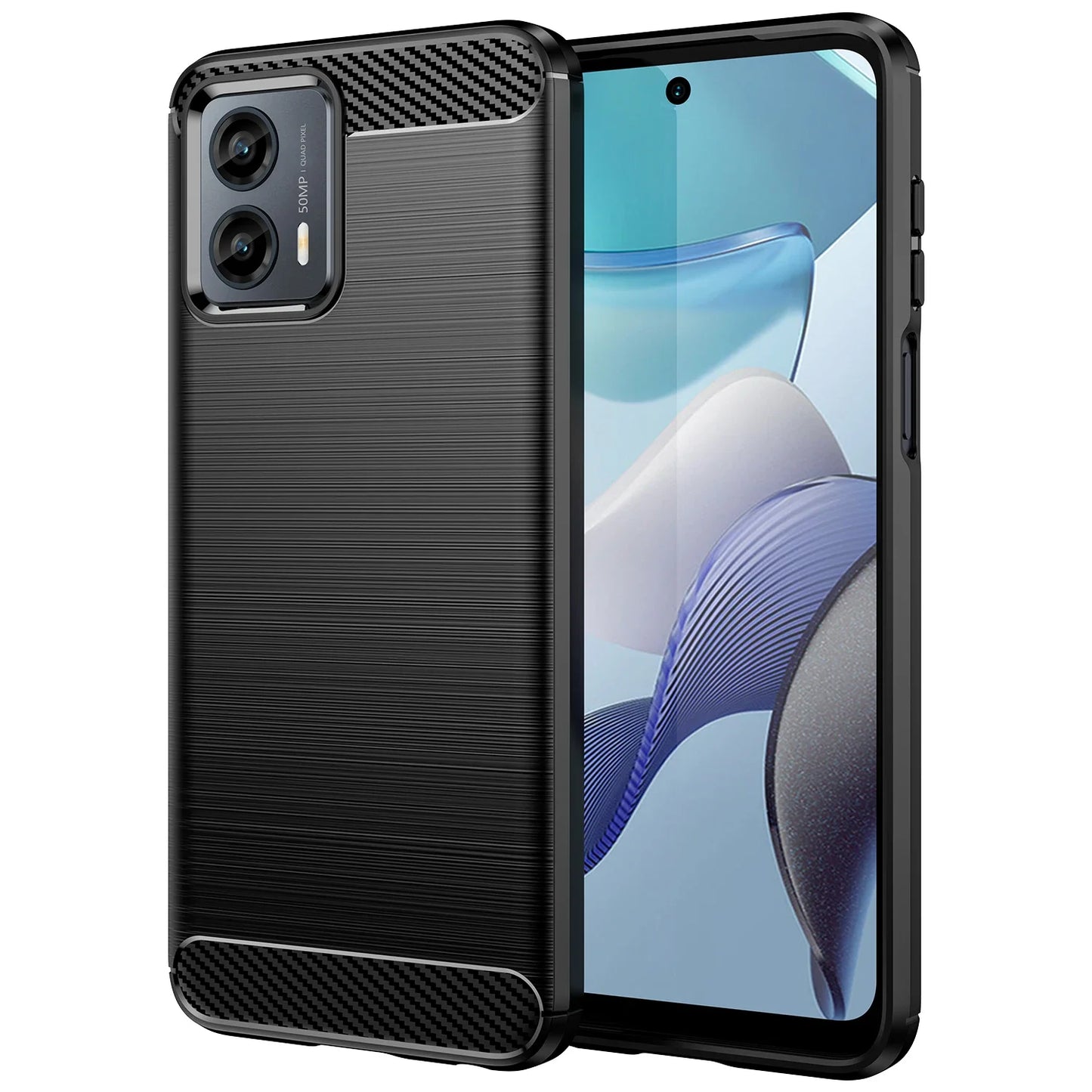 Carbon Fiber Texture TPU Case for Motorola Moto E13 E22 E22i E32 Edge 40 Neo 30 Fusion Shockproof Protective Cover Funda