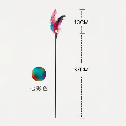 5pcs Funny Kitten Cat Teaser Interactive Toy Rod with Bell and Feather Toys For Pet Cats Stick Wire Chaser Wand Toy Random Color