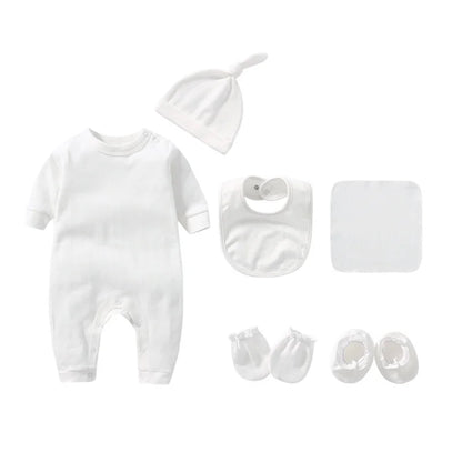 Baby Rompers+hats+bibs+socks 5pcs Cotton Newborn Baby Clothes Summer Solid Baby Girl Clothing Sets 0-2 Year Bebe Jumpsuit