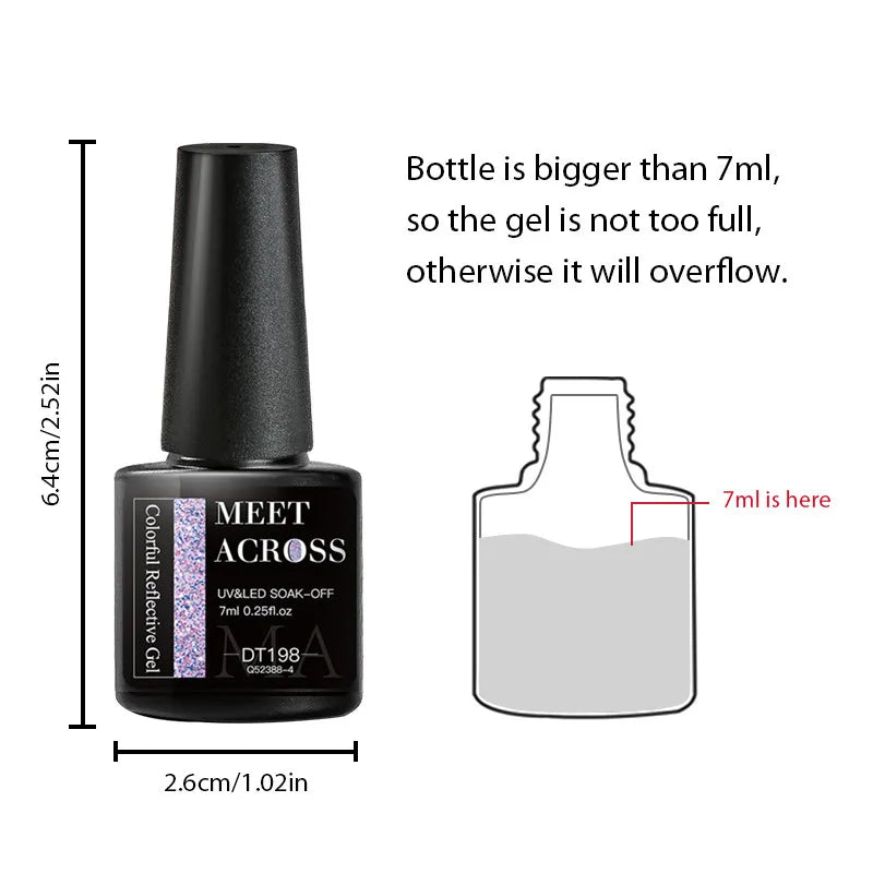 MEET ACROSS 8Pcs/Set Red Pink Gel Nail Polish Spring Colorful Laser Nail Art Gel Varnish Nail Supplies Manicure For Nails