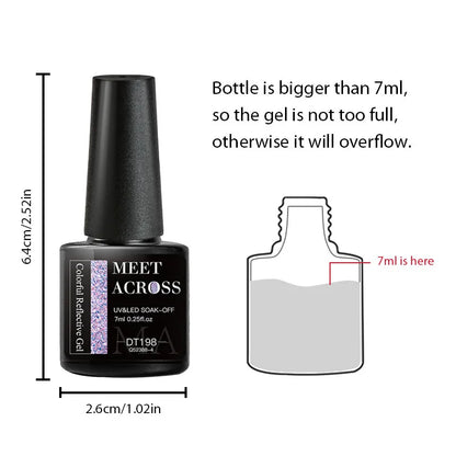 MEET ACROSS 8Pcs/Set Red Pink Gel Nail Polish Spring Colorful Laser Nail Art Gel Varnish Nail Supplies Manicure For Nails