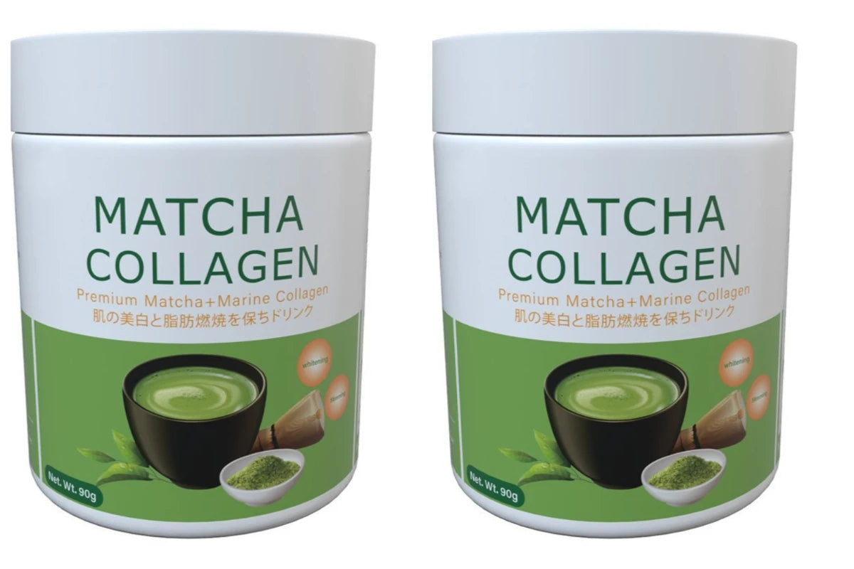 Matcha Collagen Powder 90g with Marine Collagen Green Tea Blend Daily Beauty Wellness Drink Mix for Hair Skin Nails Support