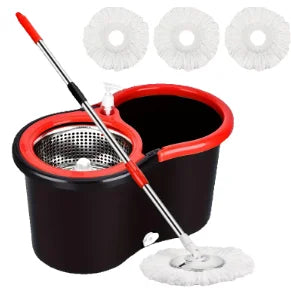 Mop And Bucket Set With 360° Rotatable Mop 3 Microfiber Heads 61-Inch Adjustable Handle Efficient Cleaning Supplies