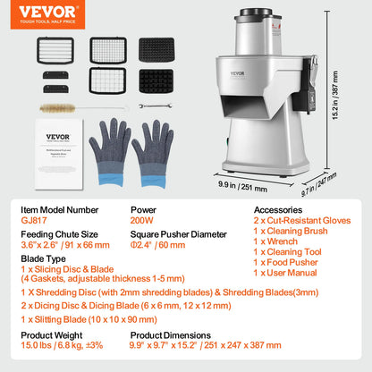 SucceBuy Electric Vegetable Slicer 4 in 1 Multifunctional Food Cutter 200W Vegetable Chopper Slicing Shredding Dicing Slitting - Merit Sell