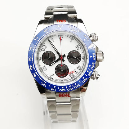 20 Colors dress 39mm Quartz Chronograph Sapphire Crystal Stainless Luminous Men's Watch VK63 Movement Calendar Strap