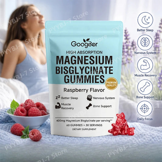 Magnesium Bisglycinate Gummies with VitaminD3 Zinc Supports Healthy Sleep Nervous System Bone Health Raspberry Flavor 60 Gummies