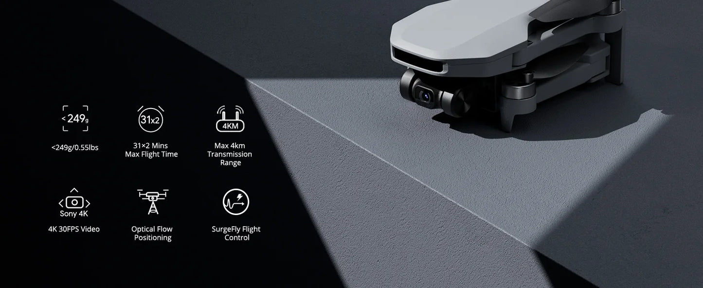 Potensic Drones Under 249g GPS Auto Return Single Axis Gimbal EIS Professional Drone Max 4-KM Waypoint Flight Follow Me-ATOM SE