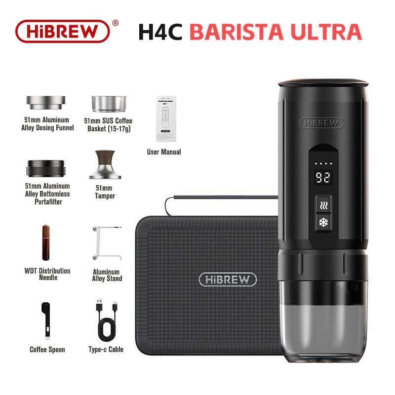 HiBREW Portable Espresso Coffee Machine for Car & Home Camping Coffee Maker Fit Nespresso Dolce Capsule Powder H4C - Merit Sell