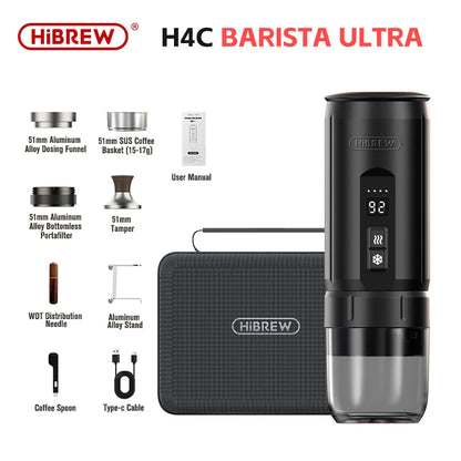 HiBREW Portable Espresso Coffee Machine for Car & Home Camping Coffee Maker Fit Nespresso Dolce Capsule Powder H4C