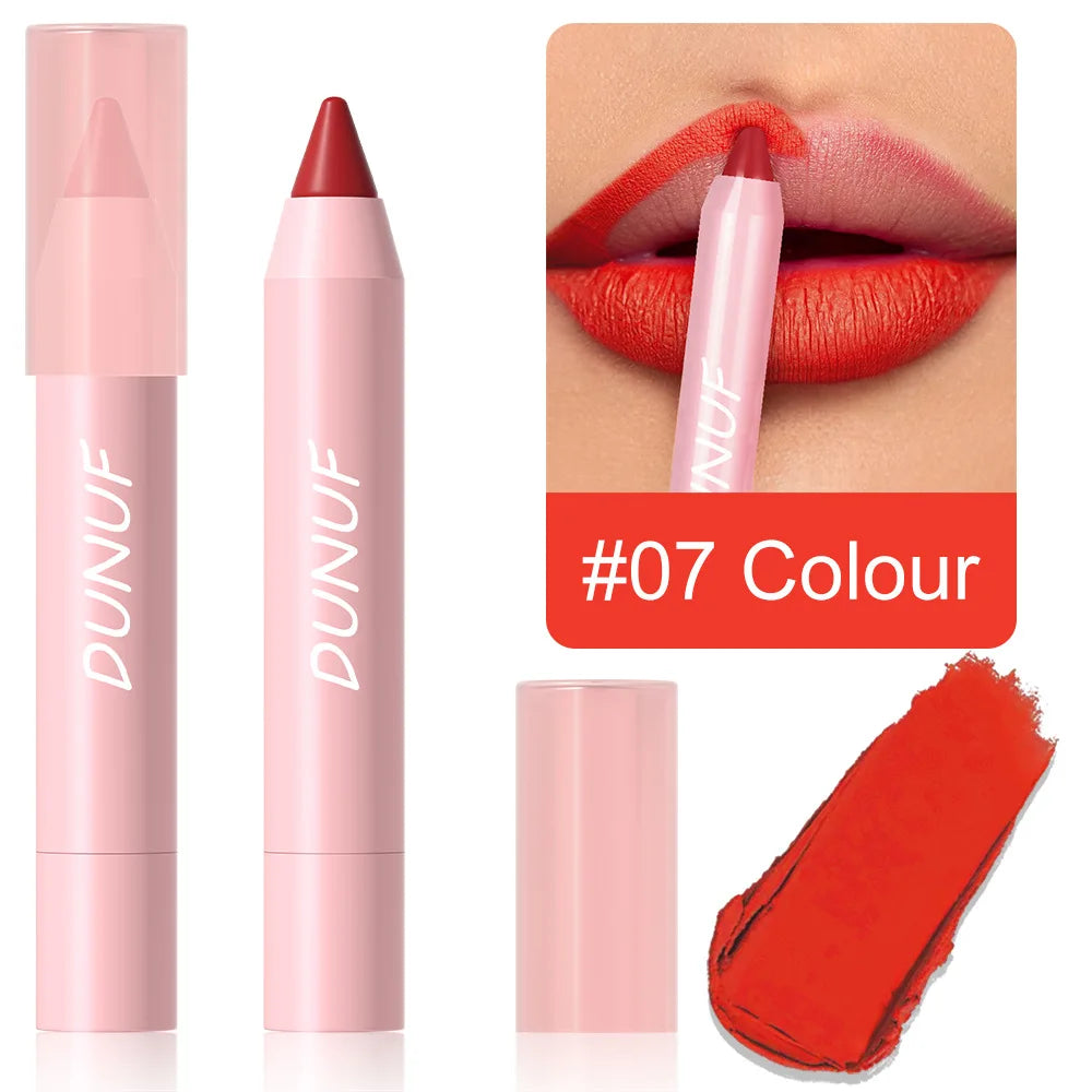 18-Colors Lipstick Pencil Waterproof Sexy Red Matte Contour Tint Lipstick Lasting Non-stick Cup Lipliner Pen Lip Makeup Cosmetic - Merit Sell