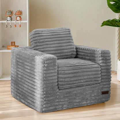 Kids Bean Bag Chair, Comfy Faux Fur Bean Bag Sofa with Filler, Upholstered Floor Sofa with Pillows and Armrests, Lazy Floor Chai