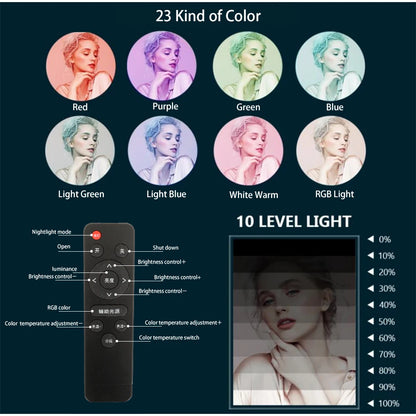 18 Inch 45cm Selfie RGB Ring Light with Tripod Usb Rechargeable LED Light, Dimmable, for Photo Studio