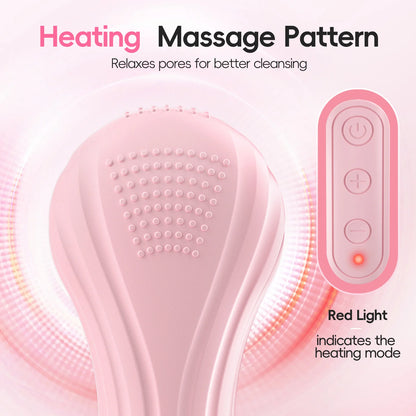 Silicone Electric Facial Cleansing Brush–6 Speeds,Heat application Waterproof&Deep Pore Cleanse Skin Cleansing Device Portable
