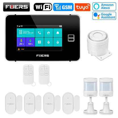 FUERS 4.3 Inch TFT Screen WiFi GSM Tuya Smart Home Security Alarm System G60B Temperature Humidity Display 433MHz Control Siren
