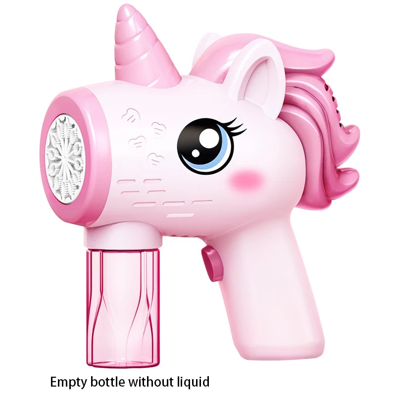 2025 Unicorn Electric Bubble Gun Kids Toy Bubbles Machine Automatic Soap Blower with Light Outdoor Party Games Children Gift Toy