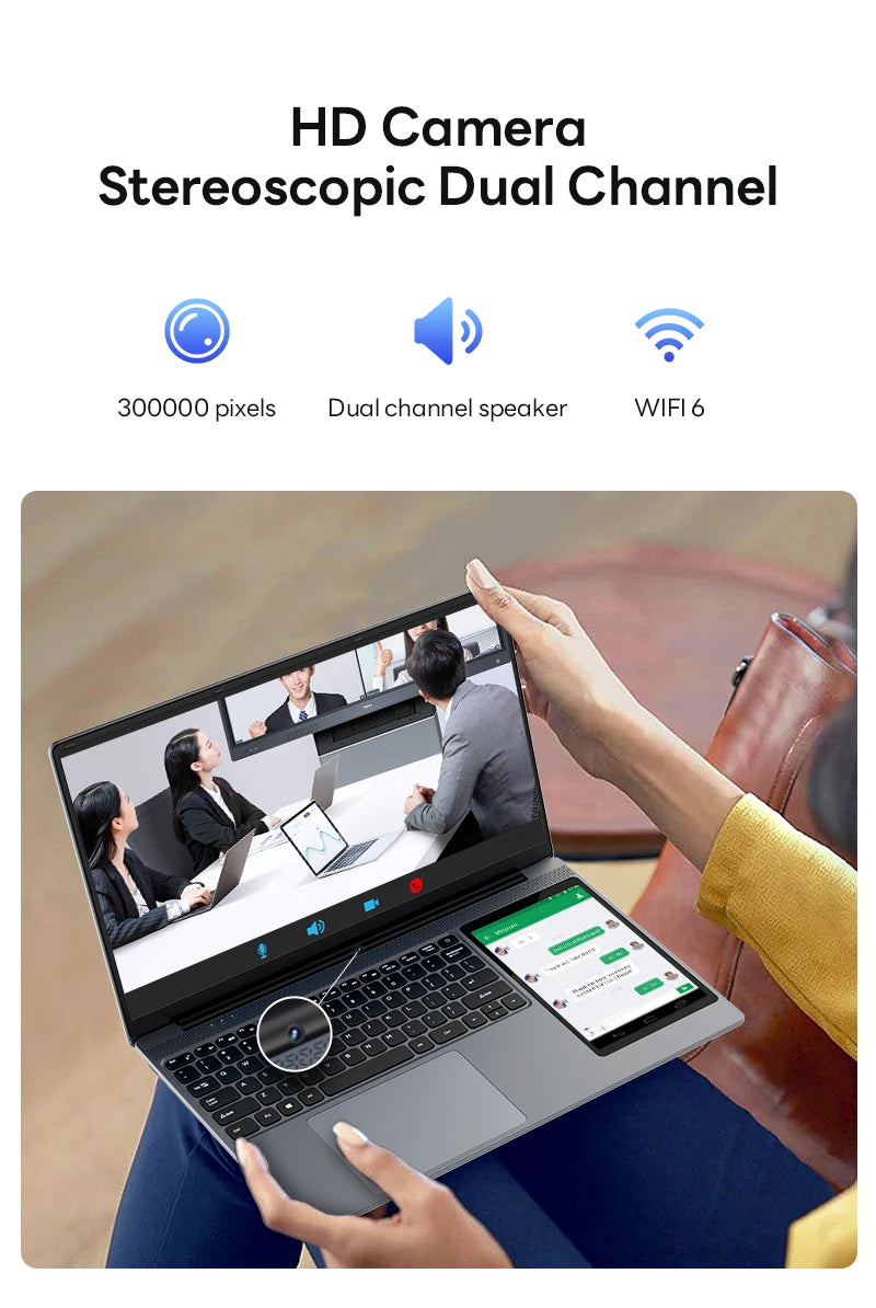 15.6"+7" Dual Screen Laptop Intel Celeron N100 32GB 16GB DDR4 RGB Backlit Keyboard Computer Notebook Laptops Touch Screen