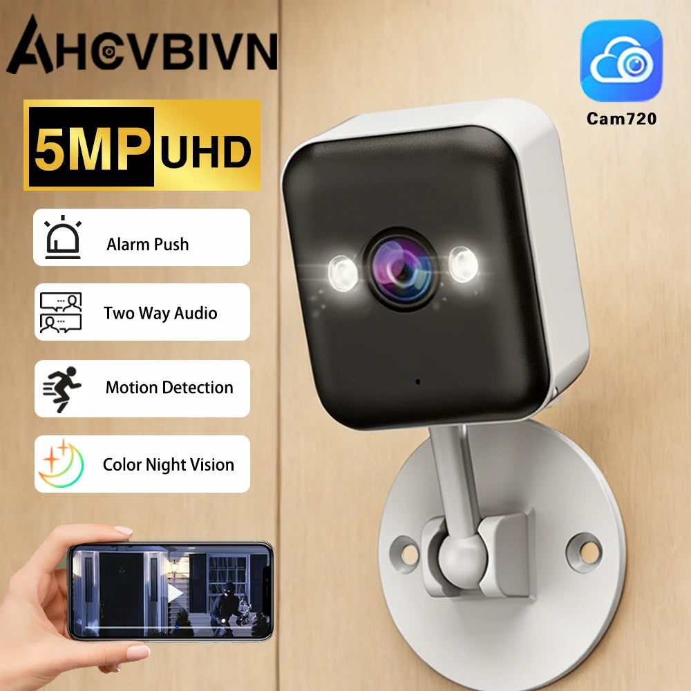 Cam720 5MP Mini Cube Camera Wifi Indoor Two Way Audio Human Detection Home Baby Pet Monitoring Night Vision CCTV Security IP Cam