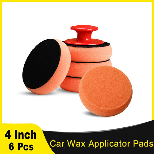 6 PCS Car Wax Applicator Pads Kit Soft Sponge Applicators Foam Waxing Pad with Grip Handle for Car Polishing and Cleaning
