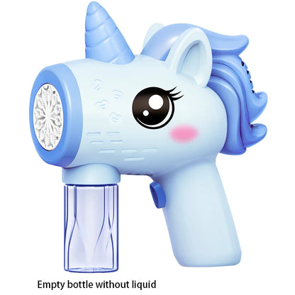 2025 Unicorn Electric Bubble Gun Kids Toy Bubbles Machine Automatic Soap Blower with Light Outdoor Party Games Children Gift Toy