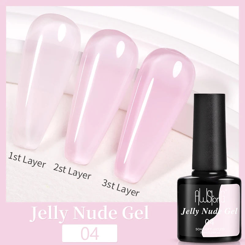 AWStorG 15ML Fiber Builder Nail Gel In A Bottle UV Semi Permanent Clear Pink Nail Strengthener Extension Construction Gel