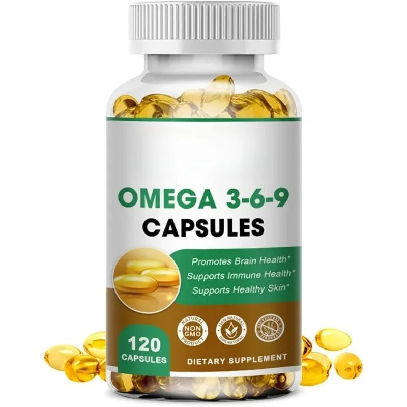Plant-Based Omega 3-6-9 Softgels Natural Dietary Supplement Supports Skin, Eye & Overall Health 100% Vegan Sourced 120 Softgels