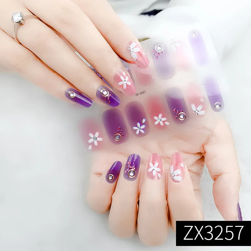3D Waterproof Nail Art Stickers Self-Adhesive Fashion Colorful Manicure Decal UV LED Lamp Need Gel Nail Decals Nail Decoration