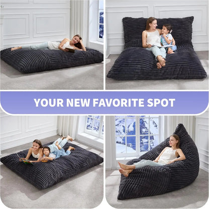 3 in 1 Bean Bag Chair Giant Bean Bag Chairs Convertible Bean Bag Floor Cushion with Machine Washable Cover Beanbag Chairs