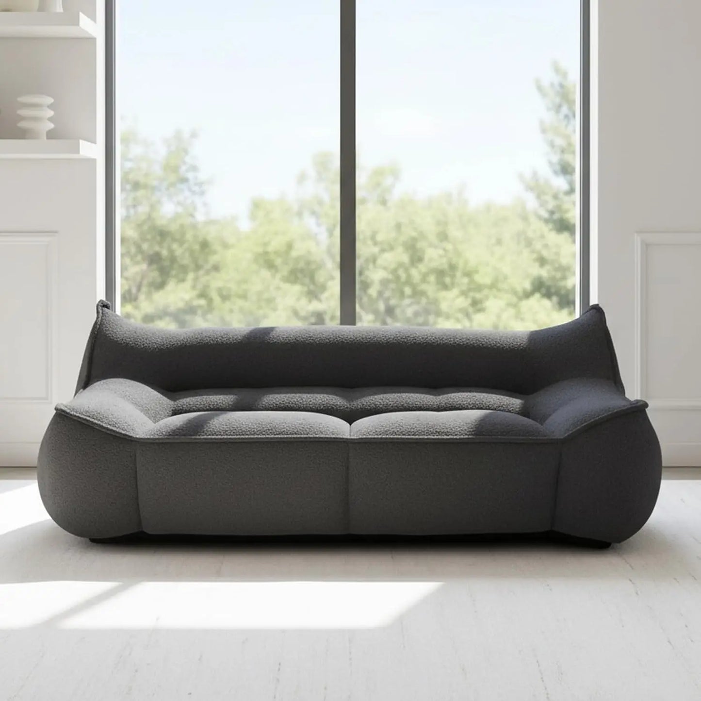 Giant Fluffy Bean Bag Chair with Armrest Ultra Soft Faux Fur Loveseat Floor Chair Living Room Bedroom Grey Customized