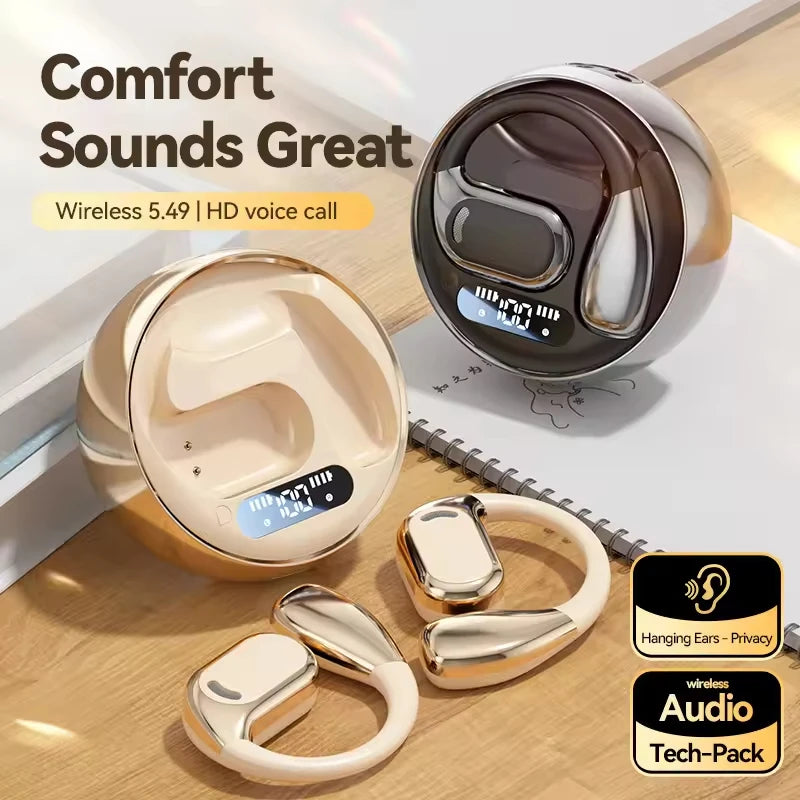Open Ear Earbuds Wireless Earbuds Bluetooth 5.4,LED Display Bluetooth Earphone,AI Noise Reduction Touch Controls,72hr Playtime
