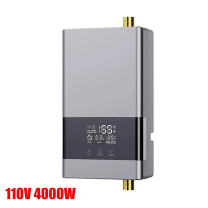 110V/220V Instant Water Heater Bathroom Kitchen Wall Mounted Electric Water Heater with Remote Control LCD Temperature Display
