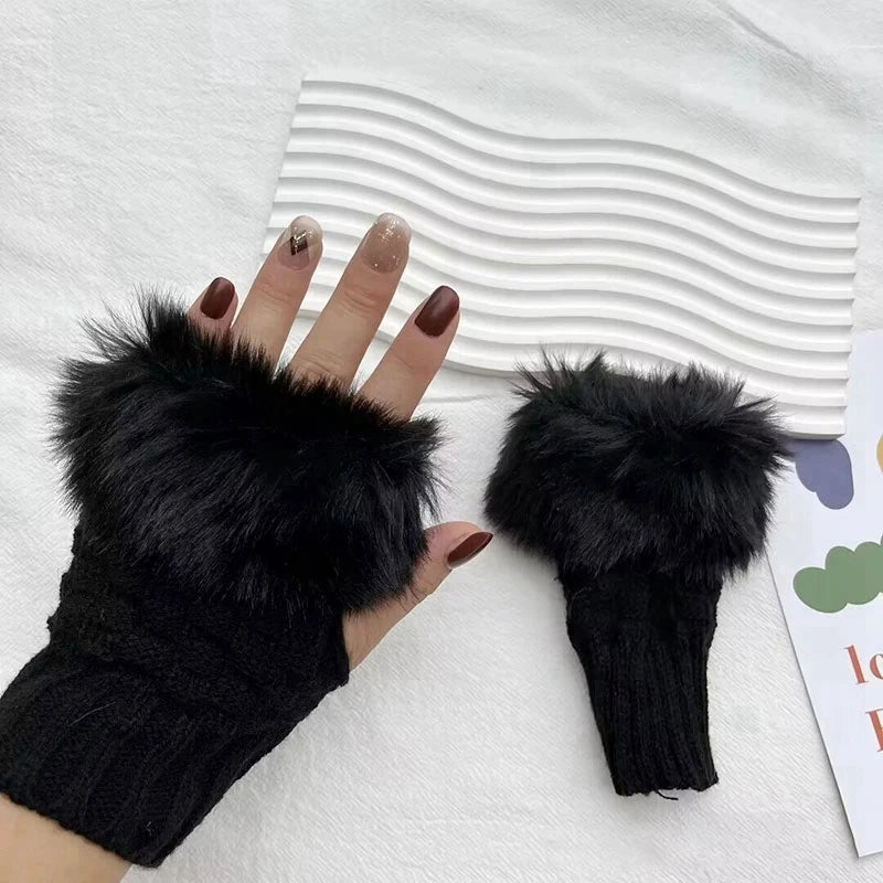 nail art gloves white plush knitted elastic fingerless gloves for photo nails warm sleeve decoration Nails Accessories supplies