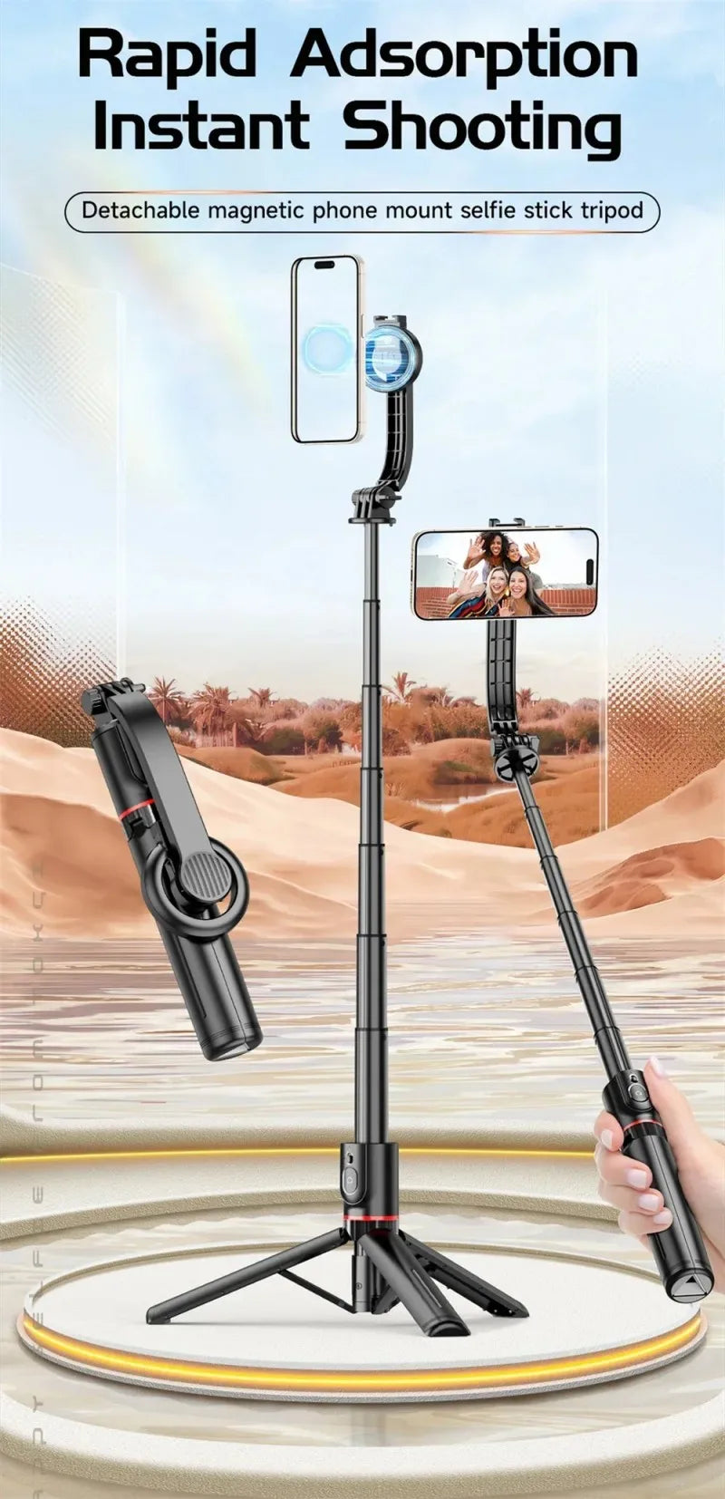 Magnetic Selfie Stick Tripod For Mobile Phone Video Recording Phone Tripod Stand Holder With Bluetooth Remote Phone Photography
