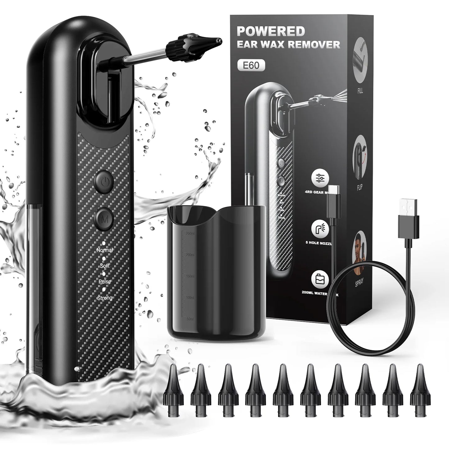 Electric Ear Cleaner Ear Wax Removal System Water Powered USB Safe Effective Ear Irrigation Flusher for Adults Kids