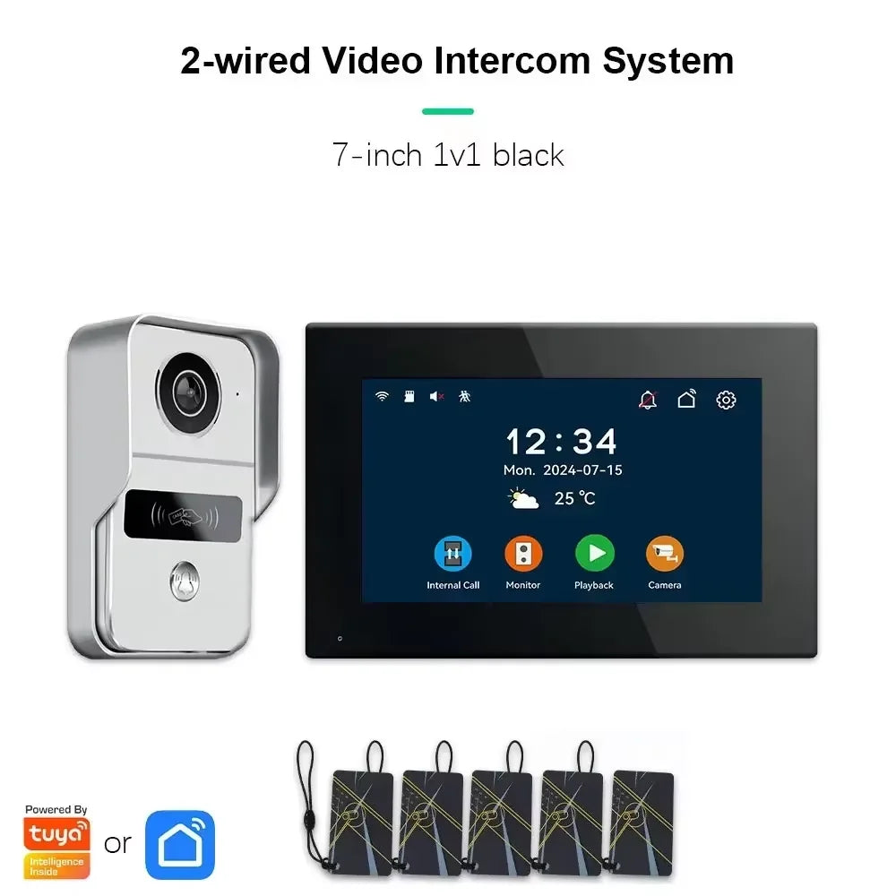 ANJIELO Smart Wifi 2-line intercom video Doorbell System 7/10-inch monitor 1080P doorbell camera Video doorbell Cartuya unlock