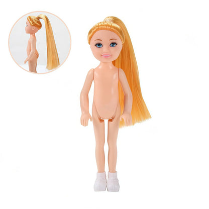 15cm BJD Dolls Shoes Multiple Movable Joints 1/12 3D Simulated Eye Dark Skin Hinge Doll Girl's DIY Dress Up Birthday Gifts Toys