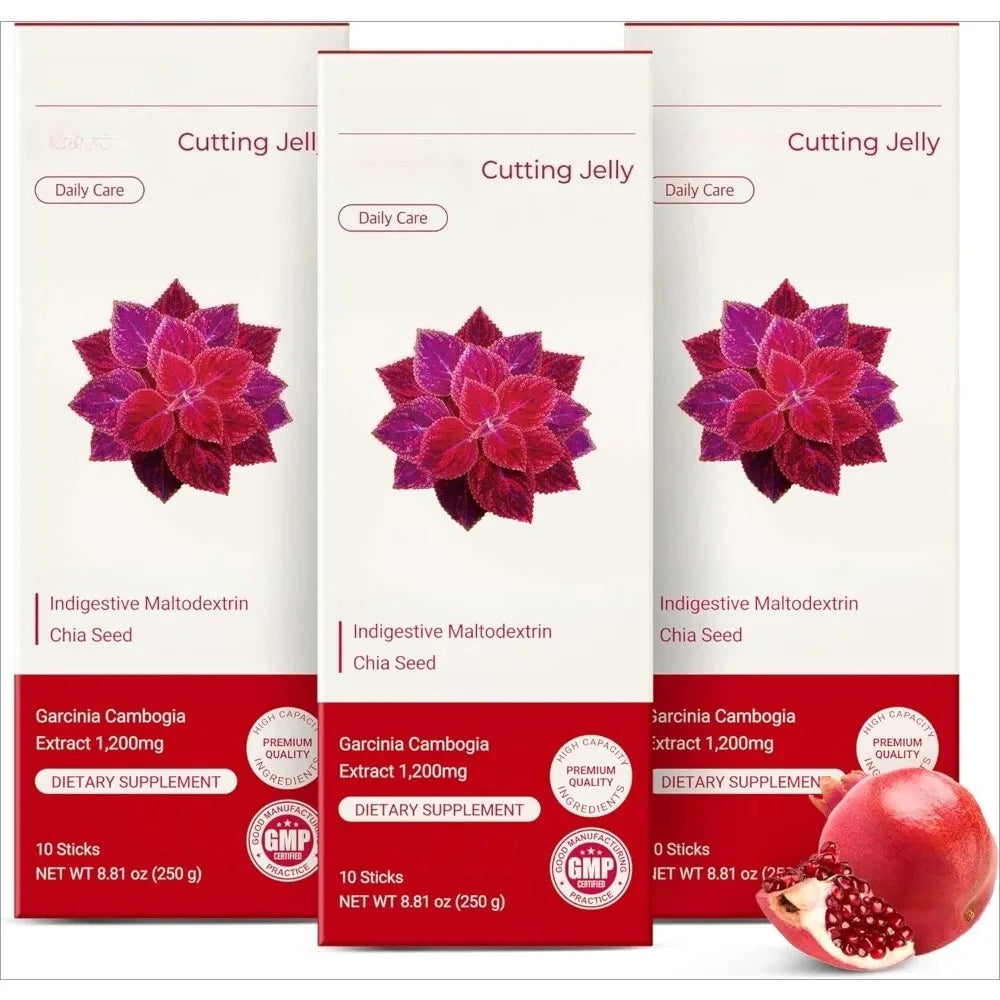 Pomegranate Flavored Wellness Jelly with Garcinia Cambogia Chia Seed Dietary Supplement 10 Sticks  Non-GMO Gluten Free