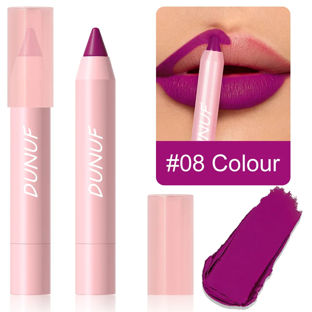 18-Colors Lipstick Pencil Waterproof Sexy Red Matte Contour Tint Lipstick Lasting Non-stick Cup Lipliner Pen Lip Makeup Cosmetic - Merit Sell