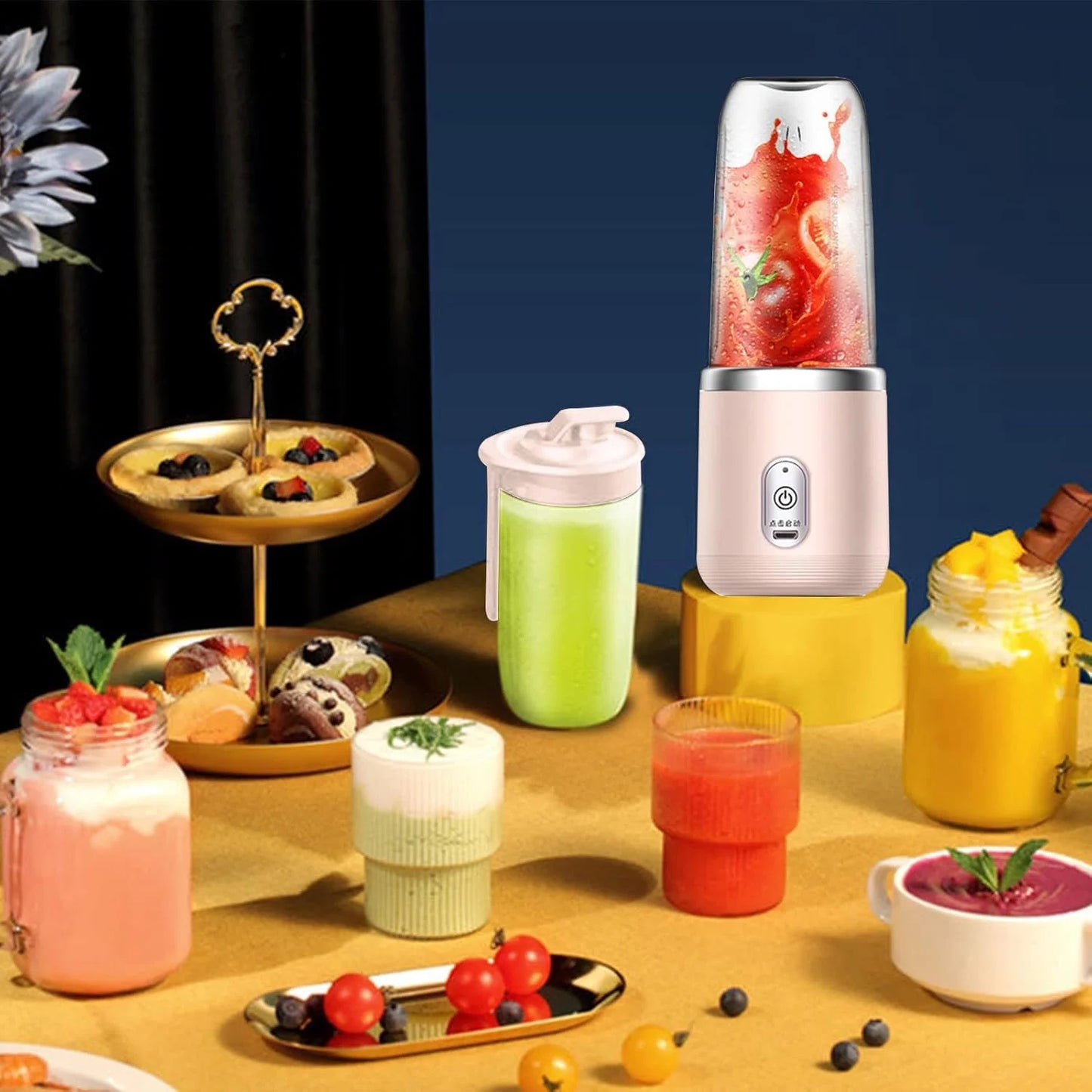 400ml Electric Juicer Double Cup Portable USB Fruit Blender Mixer for Juice Milkshake Smoothie Making Multifunction Juice Maker