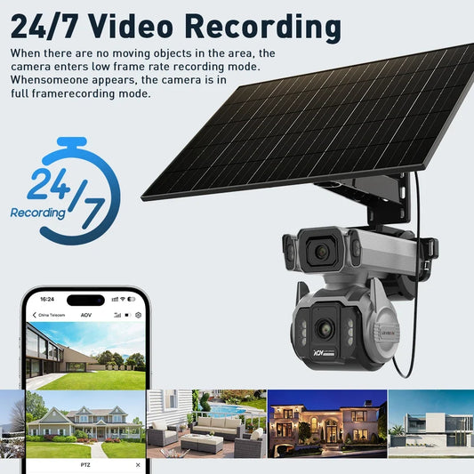 LS VISION AOV 24/7 Video Recording Solar Outdoor Surveillance Camera 12X Optical Zoom Home surveillance Cameras Full Color