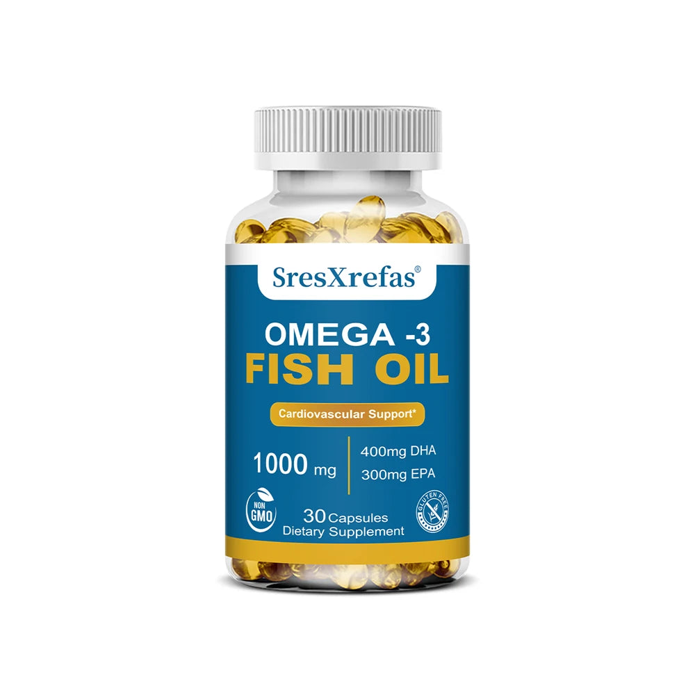 Fish Oil 1000 Mg  | Omega 3 + EPA & DHA | Brain Heart Joints Skin and Immune Support | 120 Count Non-GMO Softgels Supplements
