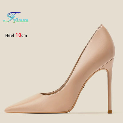 high-quality Sheepskin High Heels Party Office Fashion Pointed Shallow Women Shoes 6 8 10CM Stiletto Naked color Female Pumps