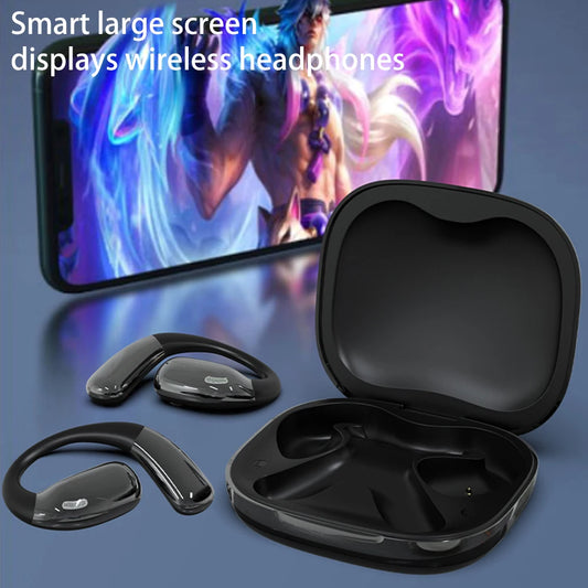 Earhook Sports Headphones Bluetooth-Compatible 5.3 Noise Cancelling Sport Earphones Touch Color Screen for Workouts Yoga Running